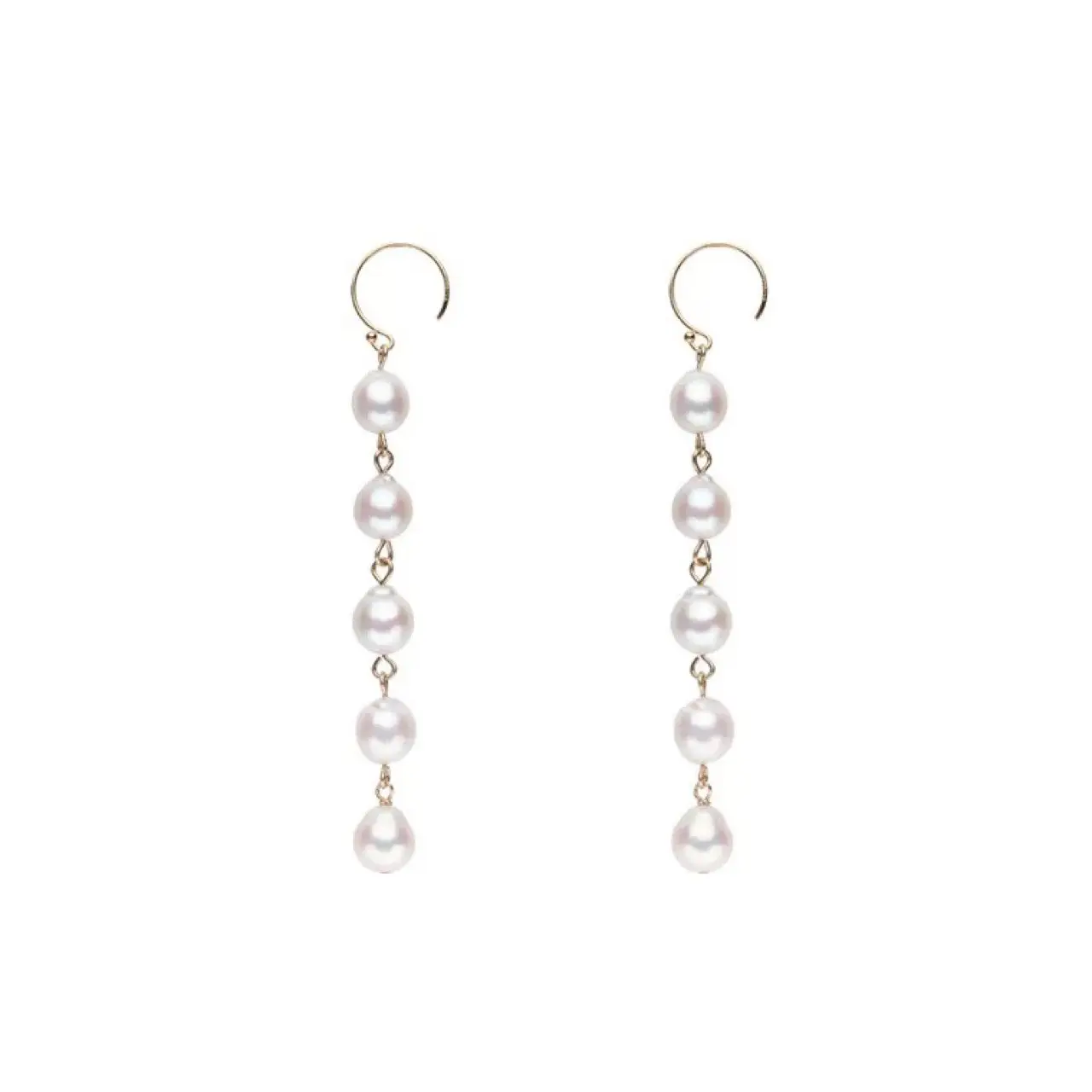 Pearl French Tassel Earrings 14K Gold Handmade - Image 4