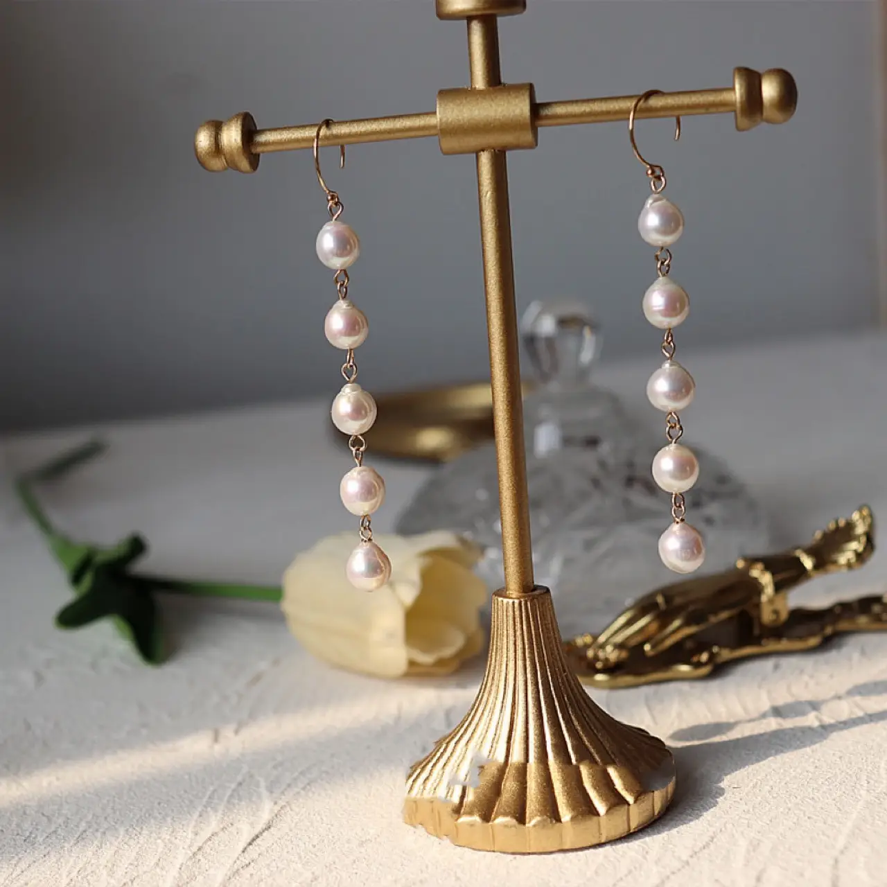 Pearl French Tassel Earrings 14K Gold Handmade — feature 8