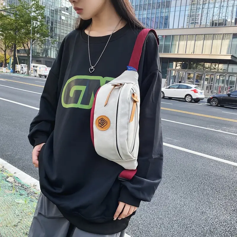 Men's Black Red Crossbody Waist Bag with Adjustable Strap - Image 6