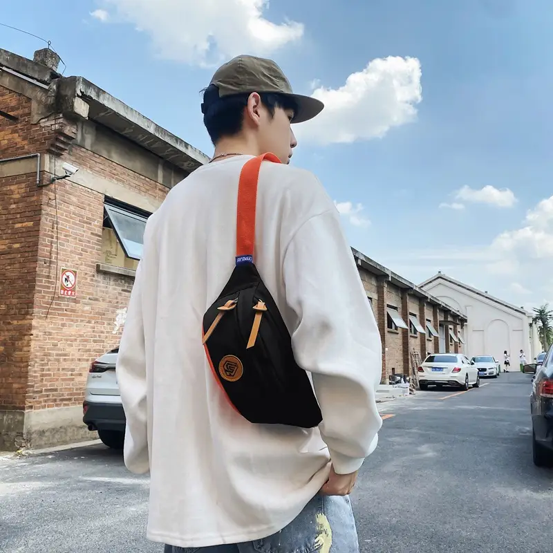 Men's Black Red Crossbody Waist Bag with Adjustable Strap - Image 8