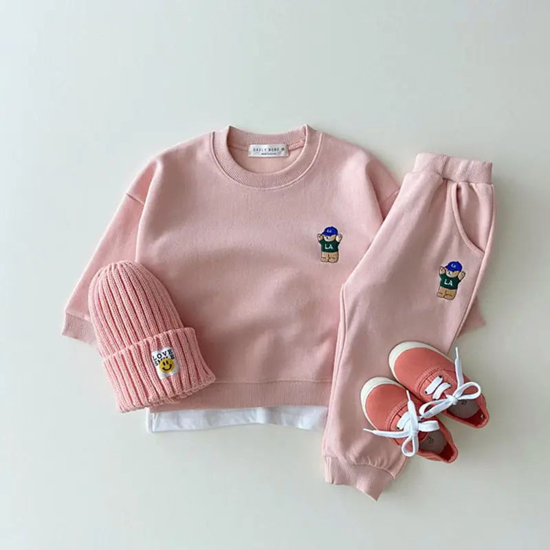 Kids Korean Style Green Sweatshirt Set with Beanie & Slippers