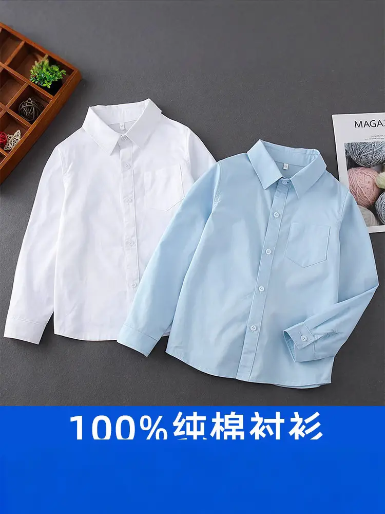 100% Pure Cotton Boys White Long Sleeve Collared Shirt - Image 4