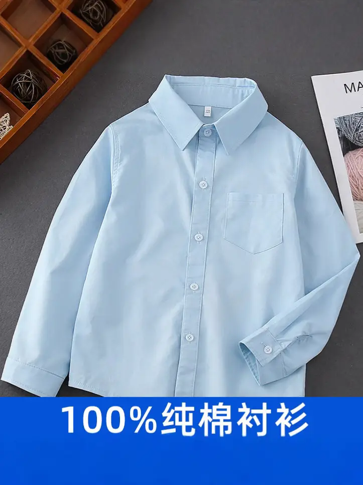 100% Pure Cotton Boys White Long Sleeve Collared Shirt - Image 5