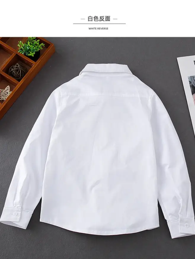 100% Pure Cotton Boys White Long Sleeve Collared Shirt - Image 6