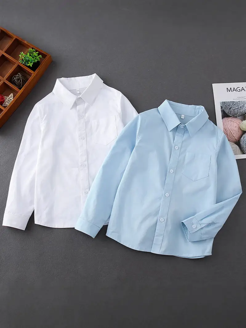 100% Pure Cotton Boys White Long Sleeve Collared Shirt - Image 7