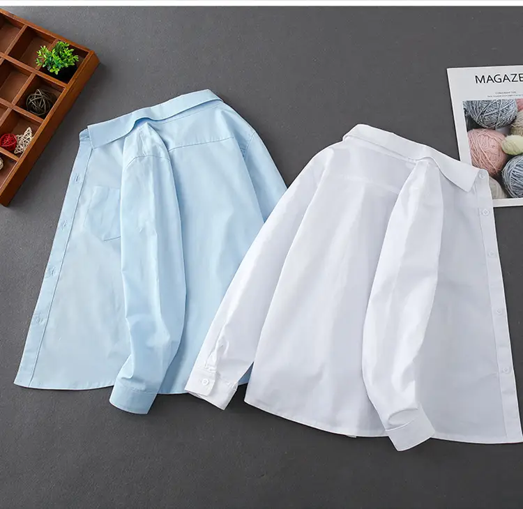 100% Pure Cotton Boys White Long Sleeve Collared Shirt — feature 2