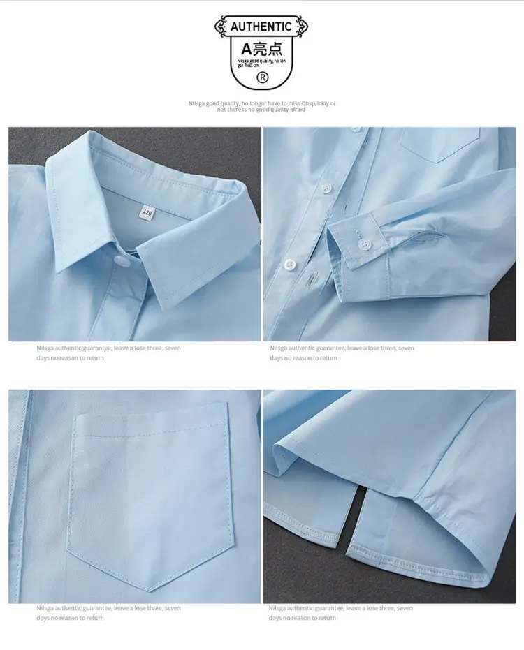 100% Pure Cotton Boys White Long Sleeve Collared Shirt — feature 3