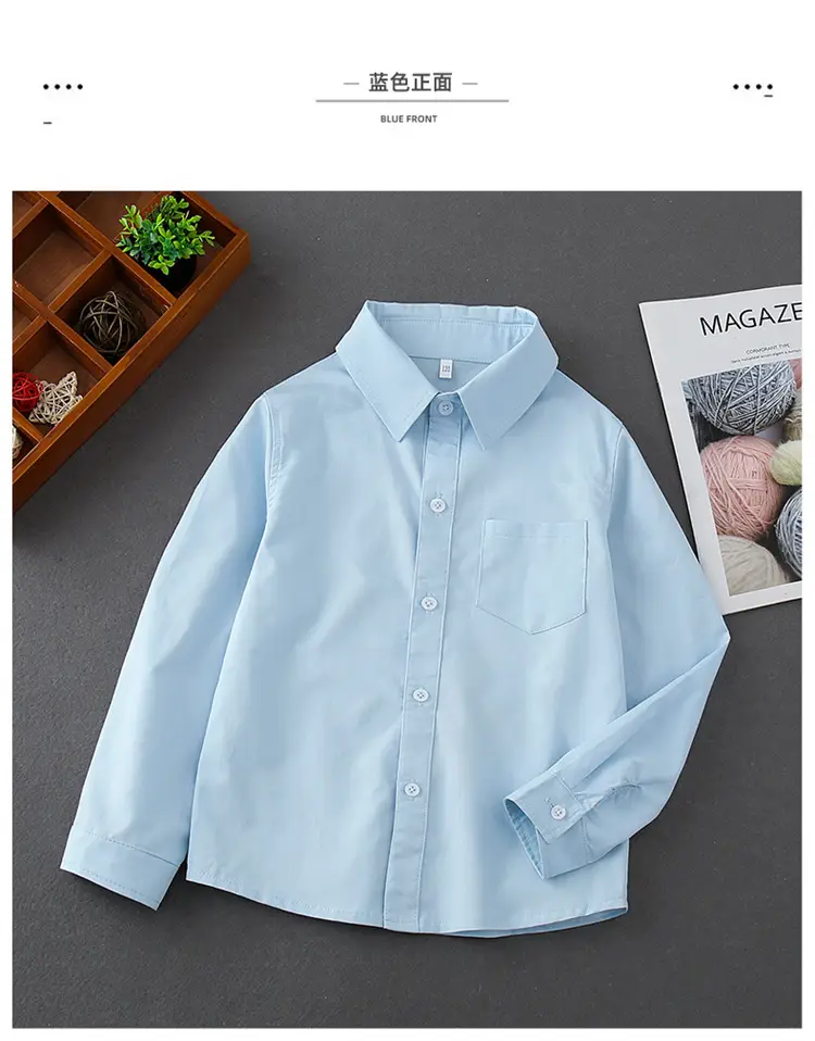 100% Pure Cotton Boys White Long Sleeve Collared Shirt — feature 7