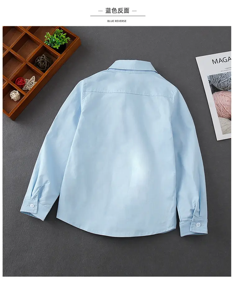 100% Pure Cotton Boys White Long Sleeve Collared Shirt — feature 8