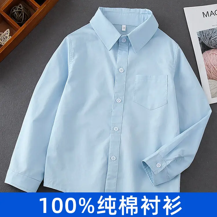 100% Pure Cotton Boys White Long Sleeve Collared Shirt - Image 2