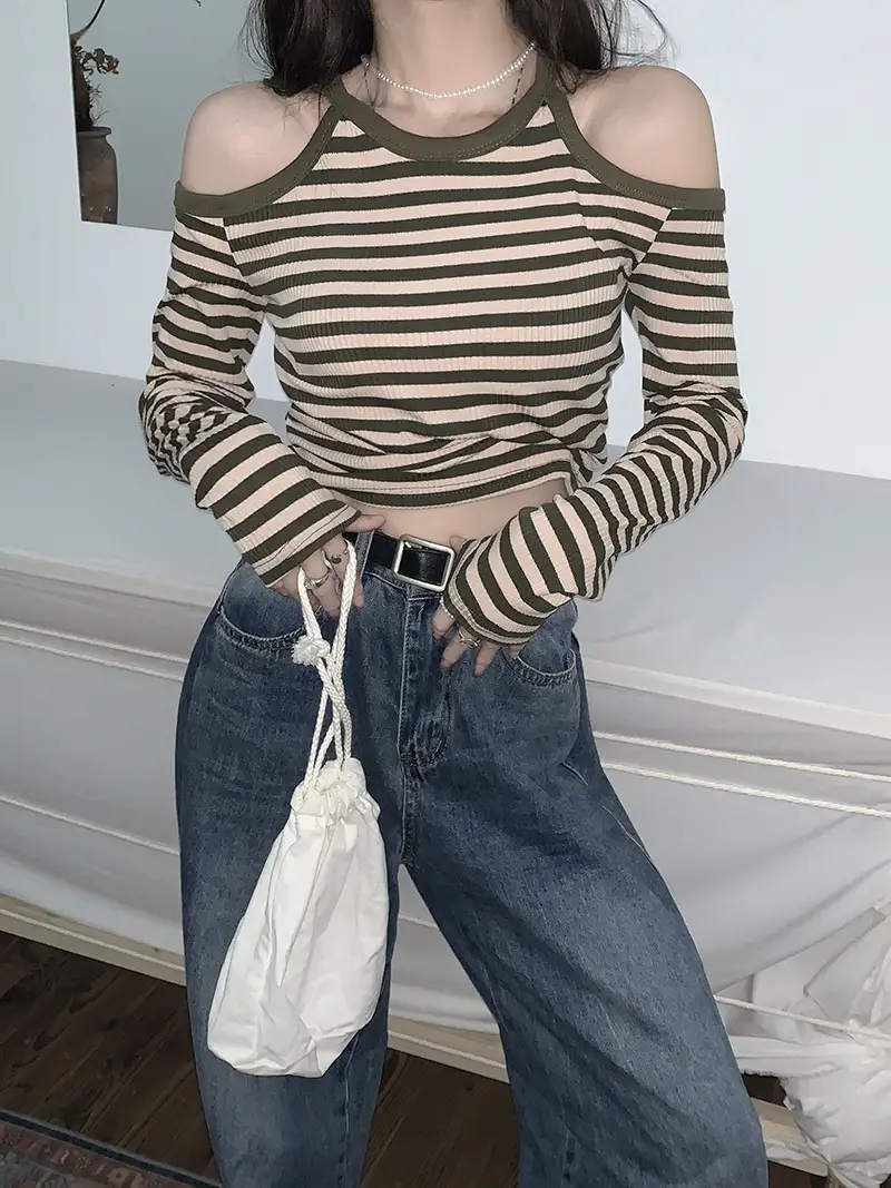 Women Striped Long Sleeve T-Shirt 2025 Autumn - Image 5
