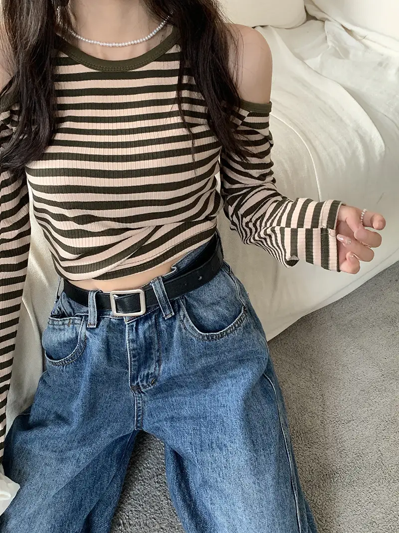 Women Striped Long Sleeve T-Shirt 2025 Autumn — feature 13