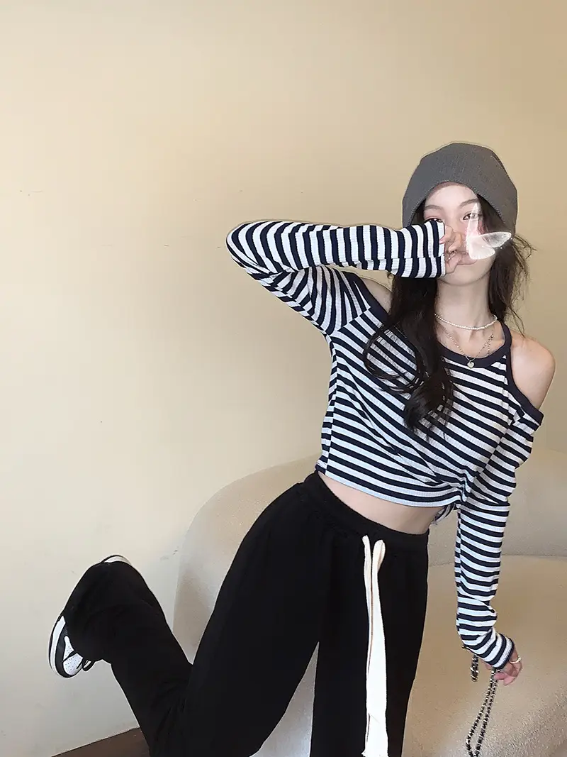 Women Striped Long Sleeve T-Shirt 2025 Autumn — feature 15