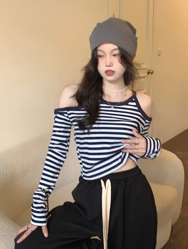 Women Striped Long Sleeve T-Shirt 2025 Autumn — feature 17