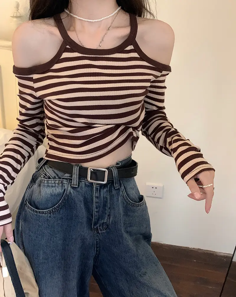 Women Striped Long Sleeve T-Shirt 2025 Autumn — feature 2