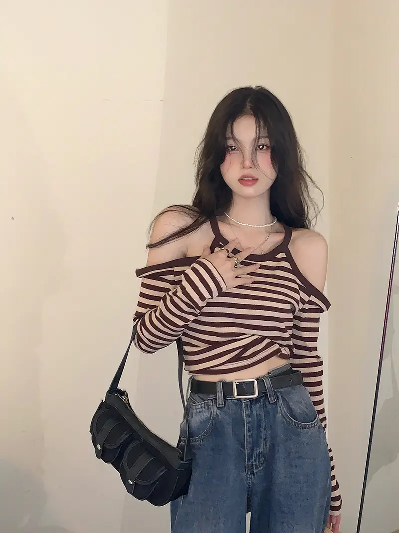 Women Striped Long Sleeve T-Shirt 2025 Autumn — feature 3