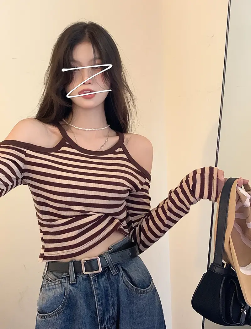Women Striped Long Sleeve T-Shirt 2025 Autumn — feature 4