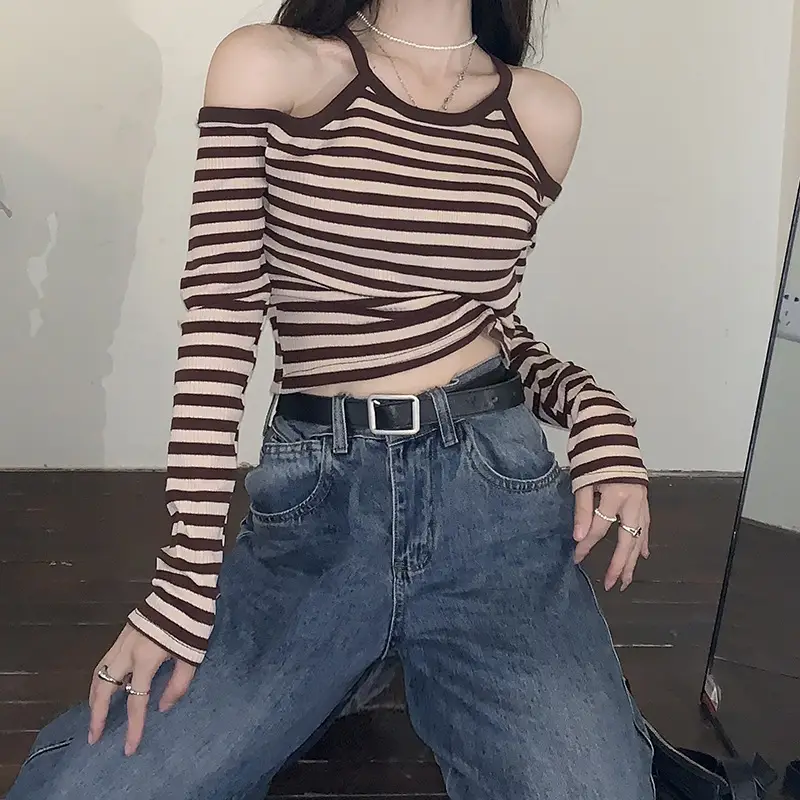 Women Striped Long Sleeve T-Shirt 2025 Autumn — feature 6