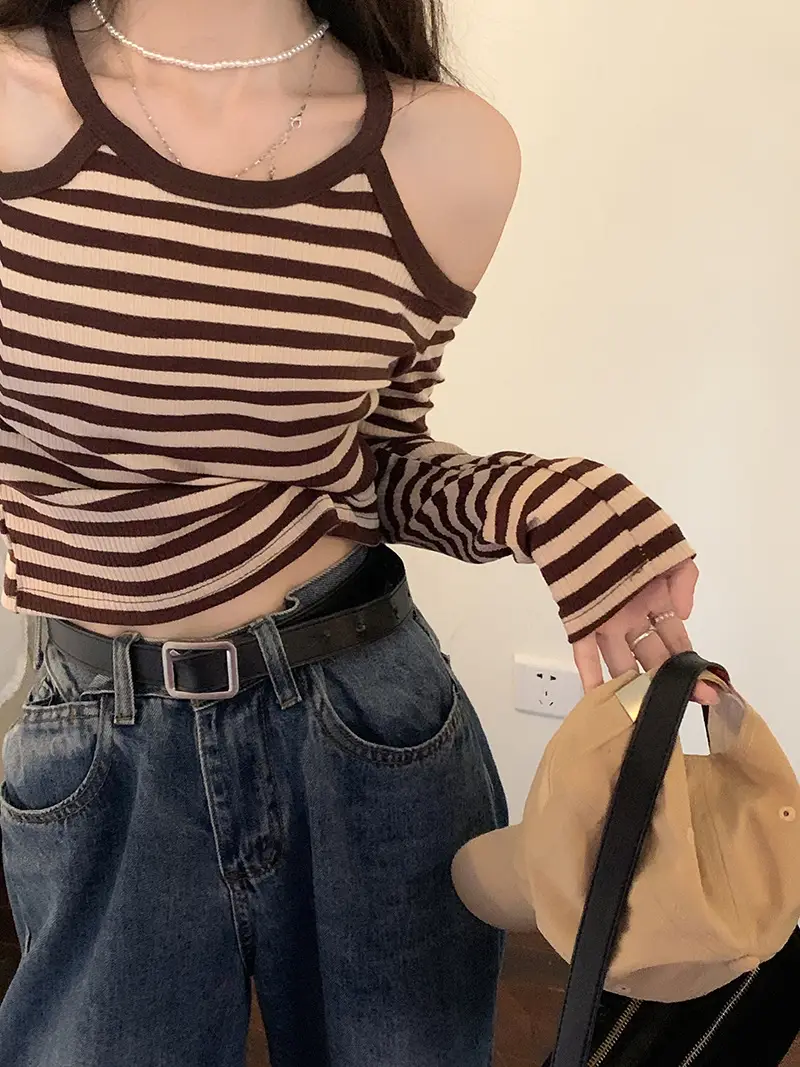 Women Striped Long Sleeve T-Shirt 2025 Autumn — feature 7
