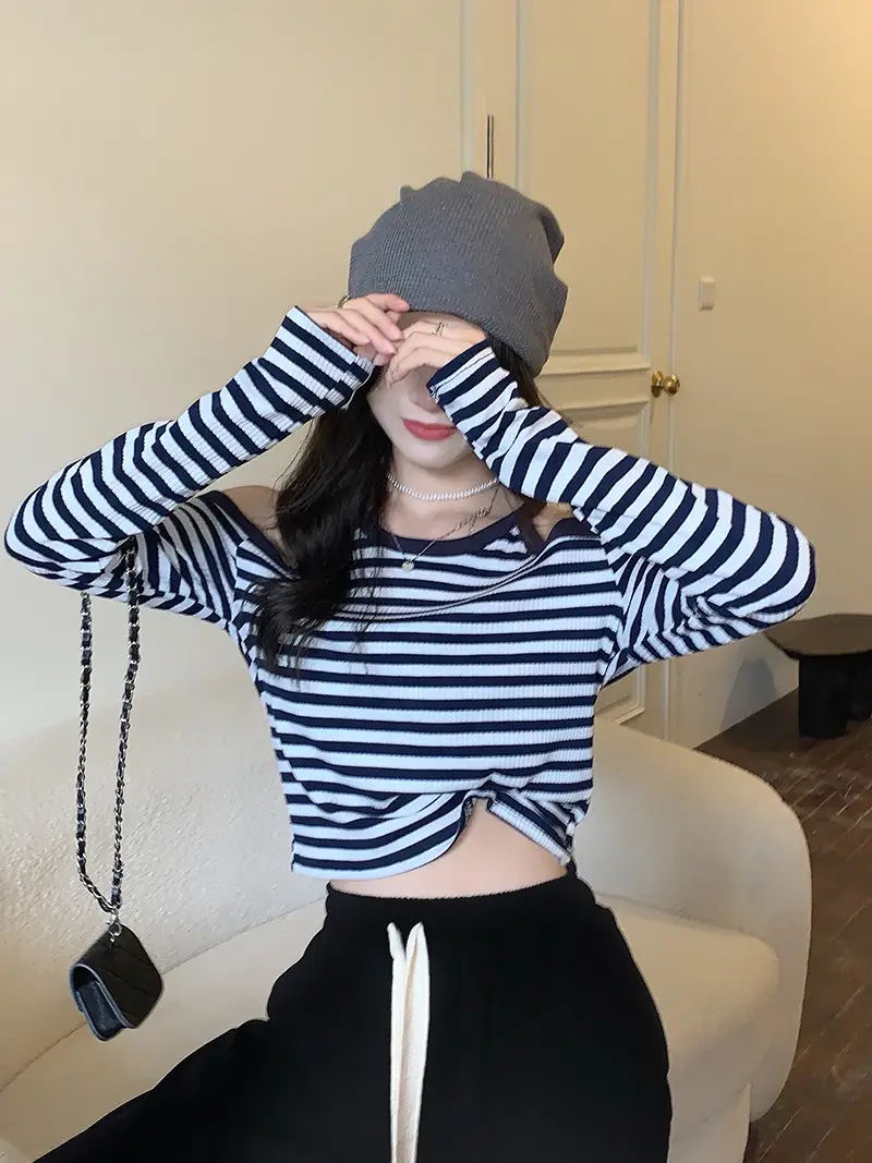 Women Striped Long Sleeve T-Shirt 2025 Autumn - Image 2
