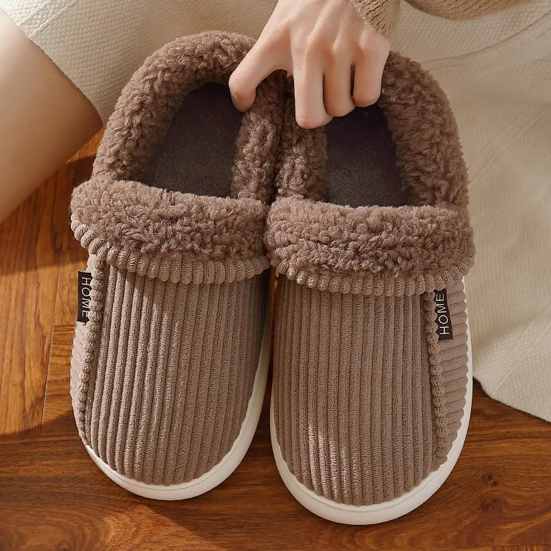 Women Cotton Slippers Blue Warm Autumn Winter Non-Slip