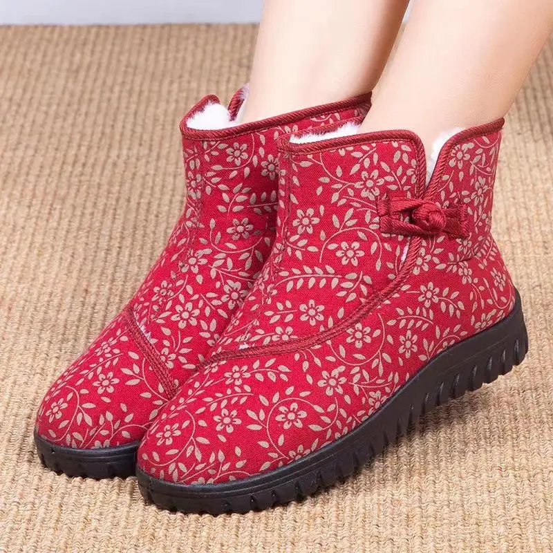 New Winter Old Beijing Cloth Shoes Women's Cotton Slippers High-top fleece-lined Thickened Chinese Knot Printed Cotton Shoes Comfortable Non-slip - Image 8