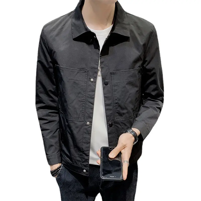 Men's Black Slim Fit Korean Style Jacket - Image 5