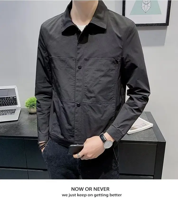 Men's Black Slim Fit Korean Style Jacket — feature 12