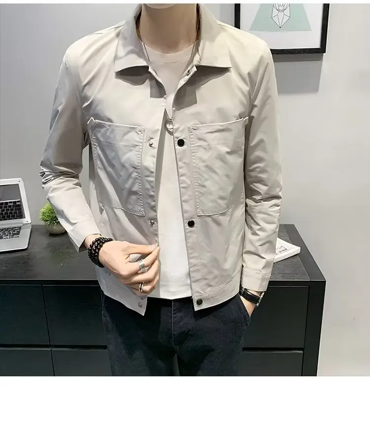 Men's Black Slim Fit Korean Style Jacket — feature 4