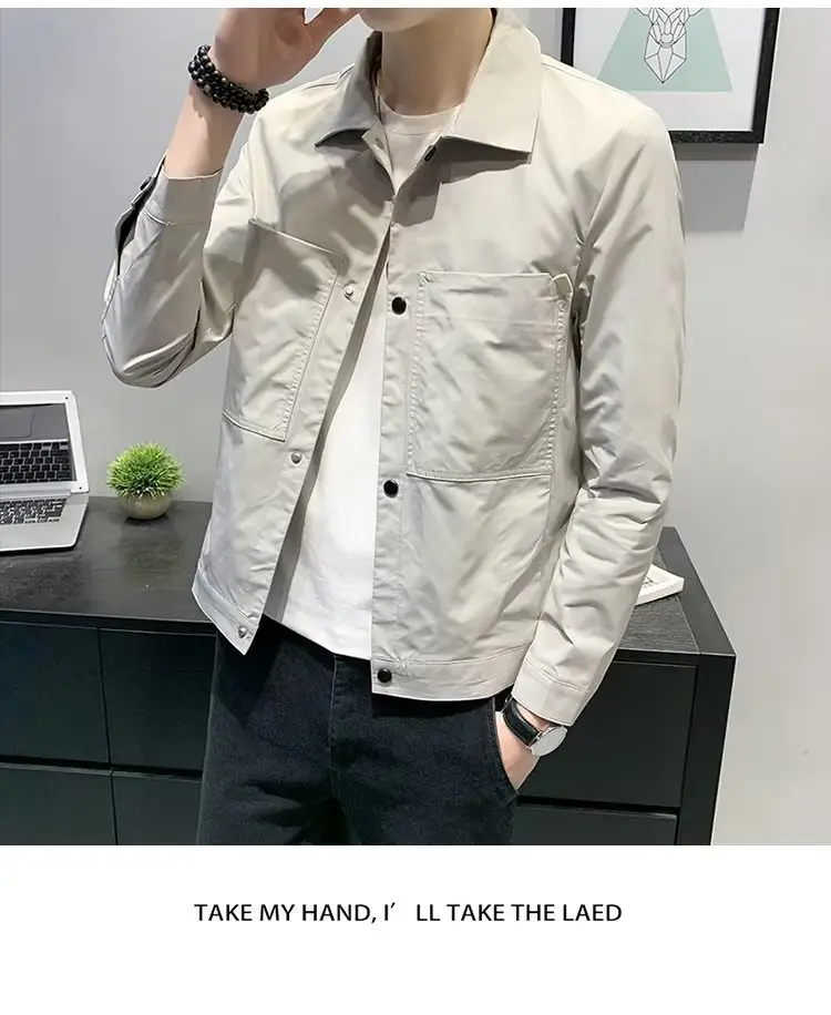 Men's Black Slim Fit Korean Style Jacket — feature 5