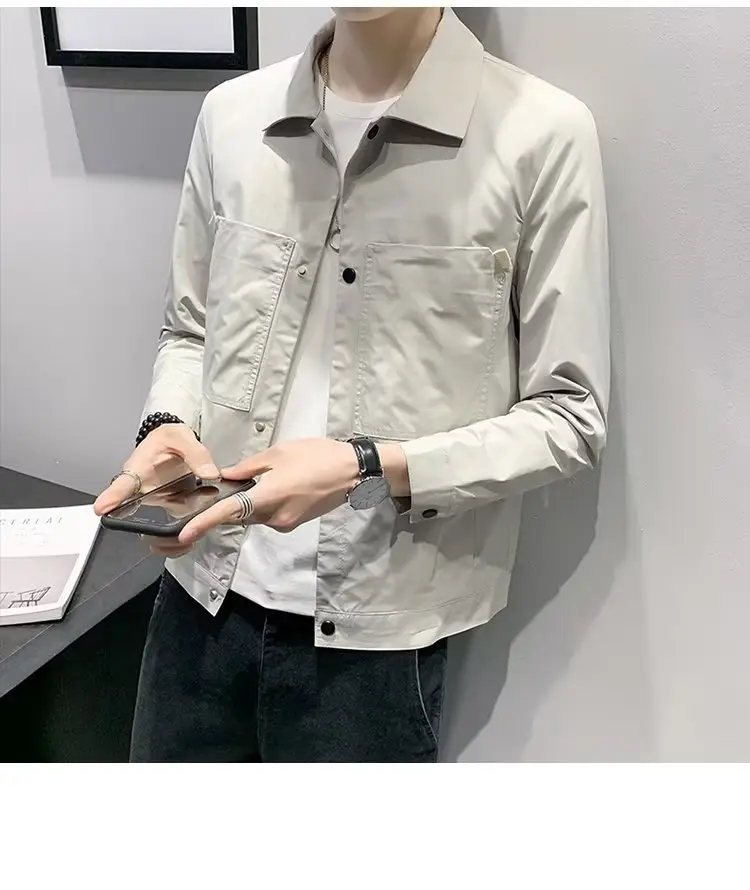 Men's Black Slim Fit Korean Style Jacket — feature 6