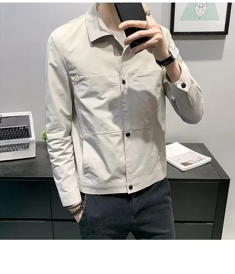 Men's Black Slim Fit Korean Style Jacket — feature 7