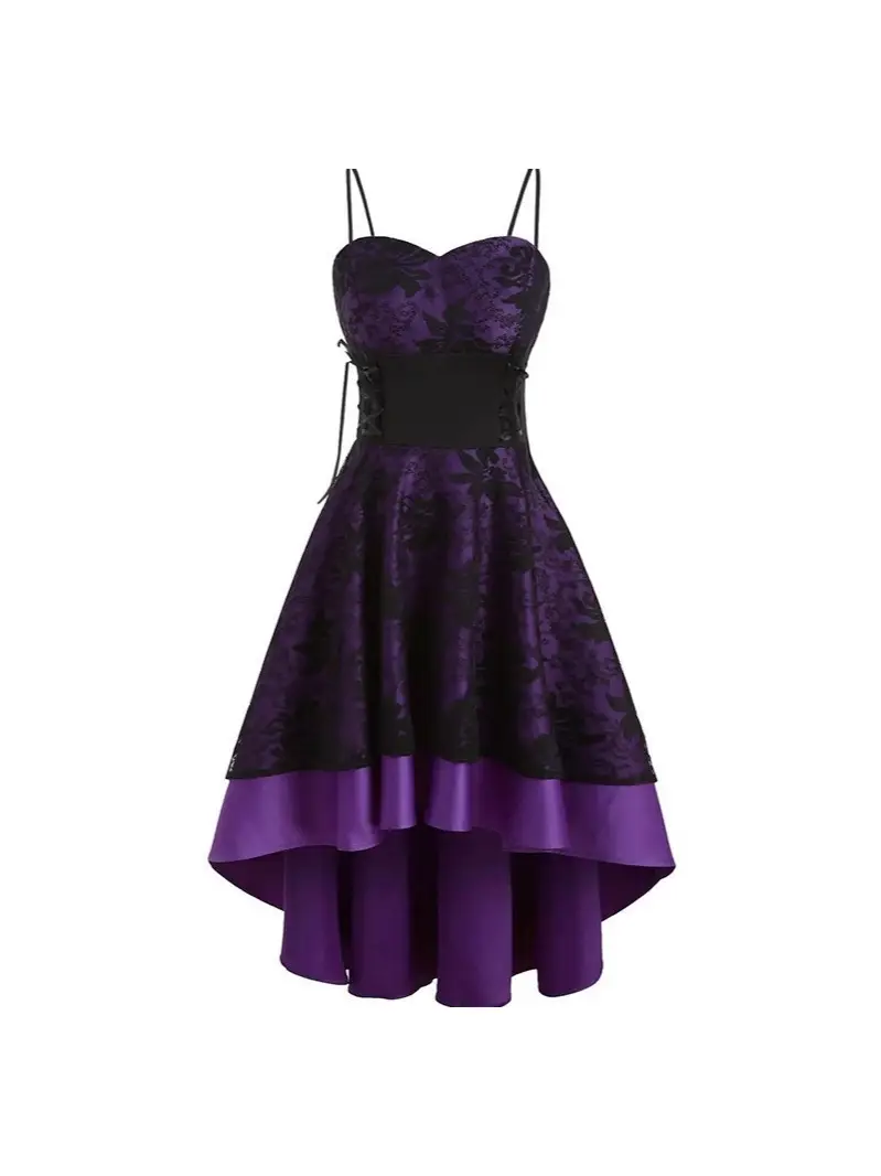 Black Floral Fishtail Lace Dress for Women - Image 6