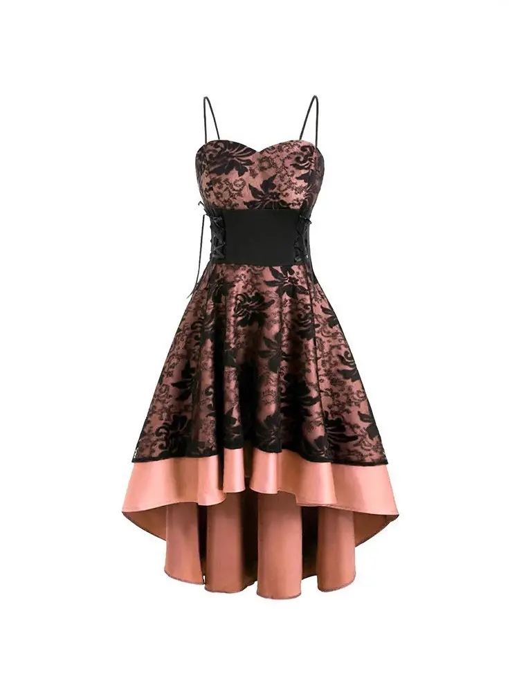 Black Floral Fishtail Lace Dress for Women - Image 8