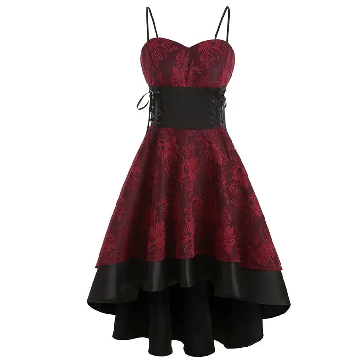 Black Floral Fishtail Lace Dress for Women - Image 2