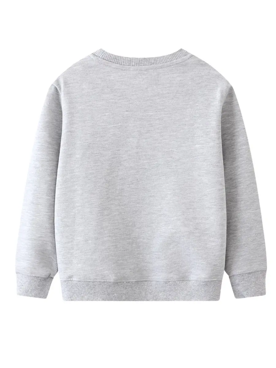 Girls Cartoon Unicorn Sweatshirt Grey Autumn - Image 4