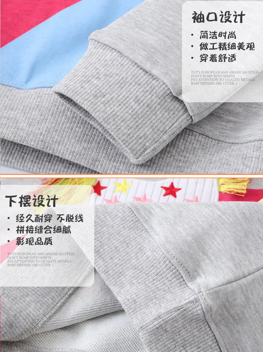 Girls Cartoon Unicorn Sweatshirt Grey Autumn - Image 5