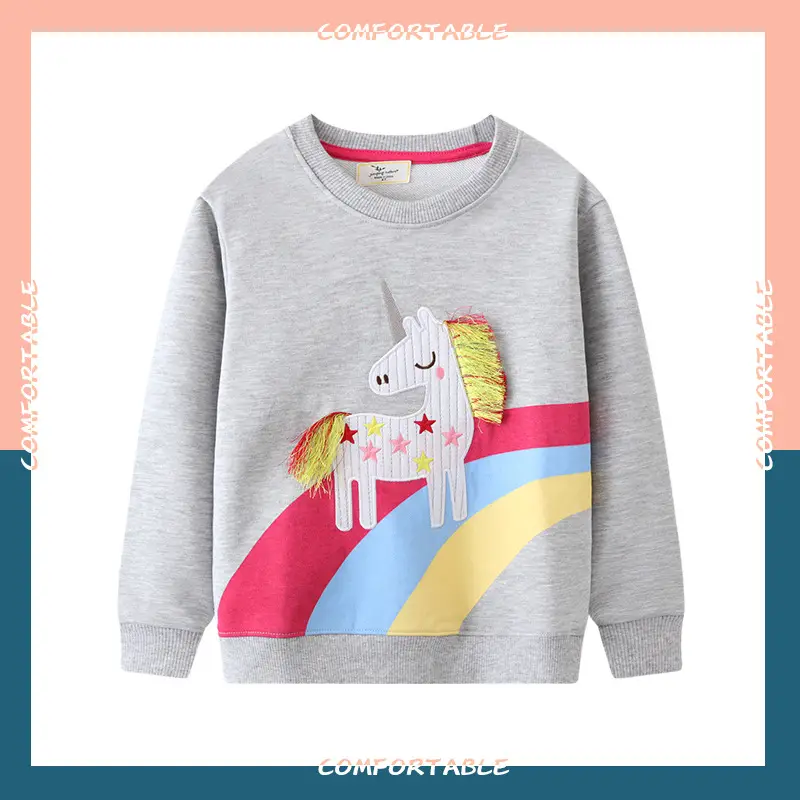 Girls Cartoon Unicorn Sweatshirt Grey Autumn â feature 2