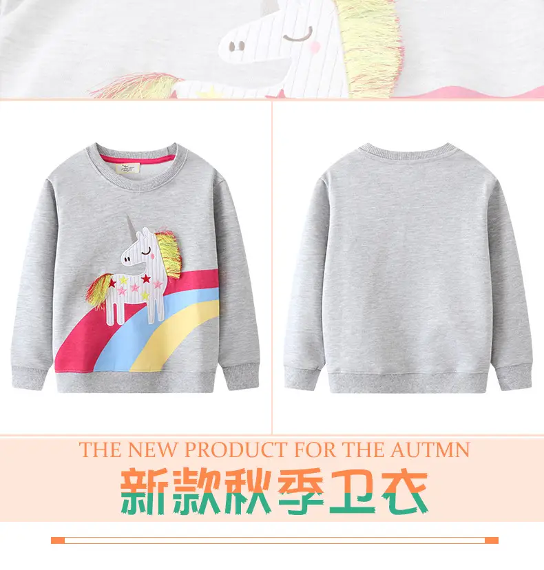 Girls Cartoon Unicorn Sweatshirt Grey Autumn â feature 3