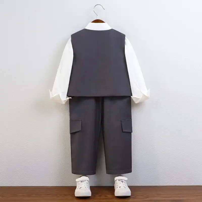 White Gentleman Vest Two-Piece Suit for Boys 2024 - Image 4