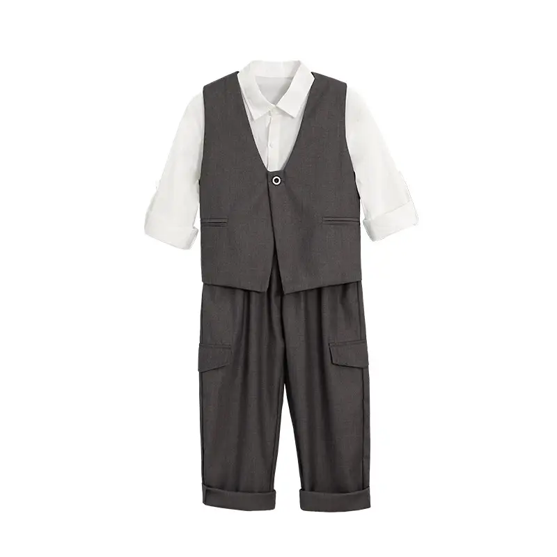White Gentleman Vest Two-Piece Suit for Boys 2024 - Image 6