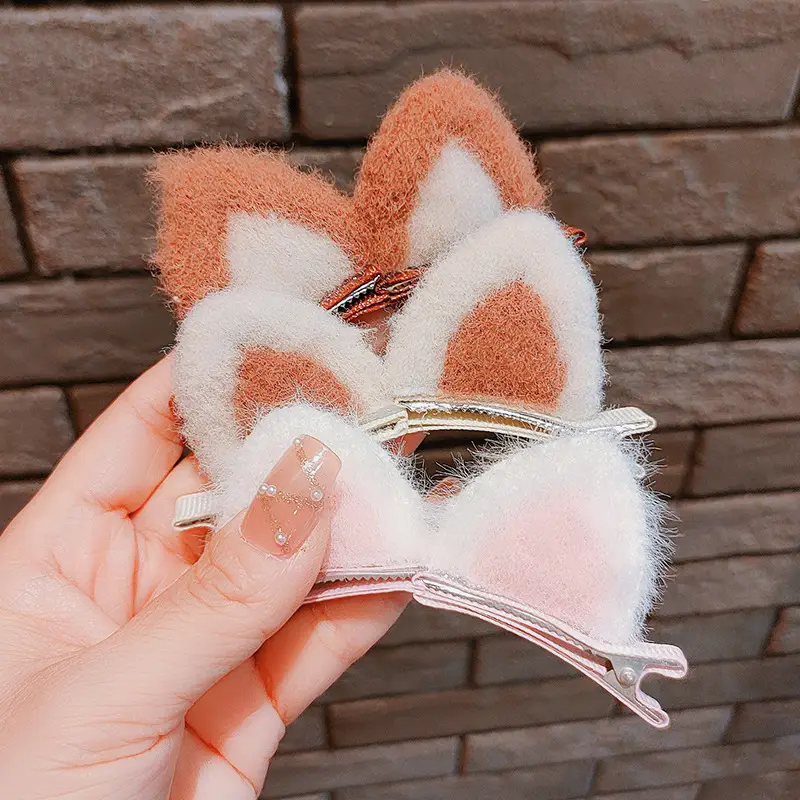 Cat Ear Plush Hair Clips for Women Girls