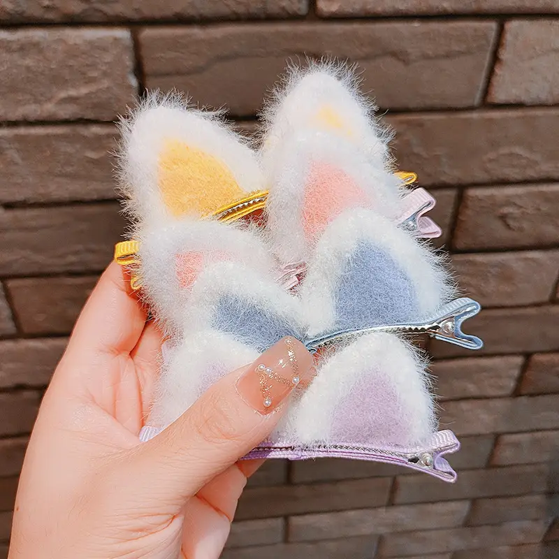 Cat Ear Plush Hair Clips for Women Girls