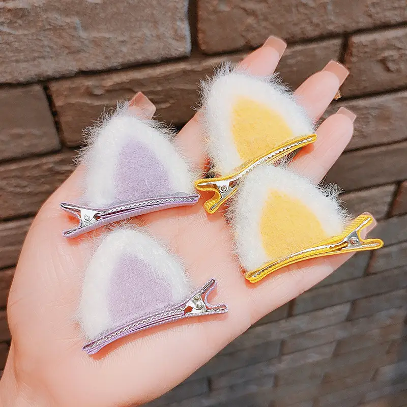 Cat Ear Plush Hair Clips for Women Girls