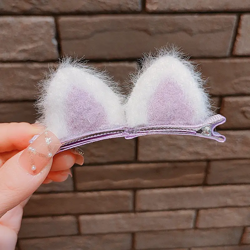 Cat Ear Plush Hair Clips for Women Girls