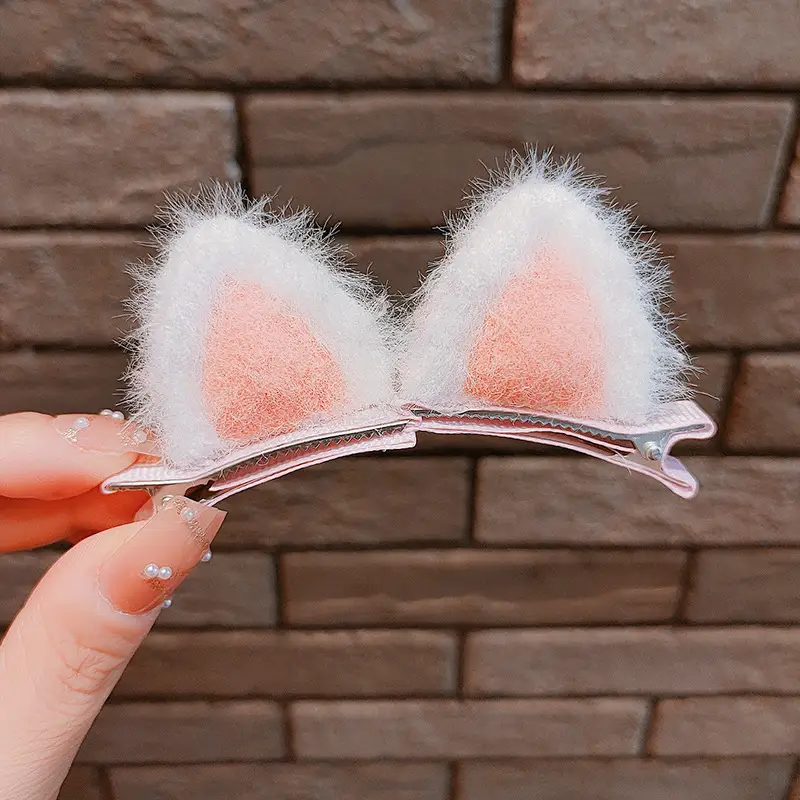 Cat Ear Plush Hair Clips for Women Girls