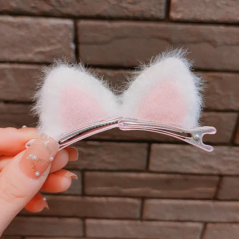 Cat Ear Plush Hair Clips for Women Girls