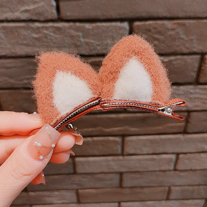 Cat Ear Plush Hair Clips for Women Girls
