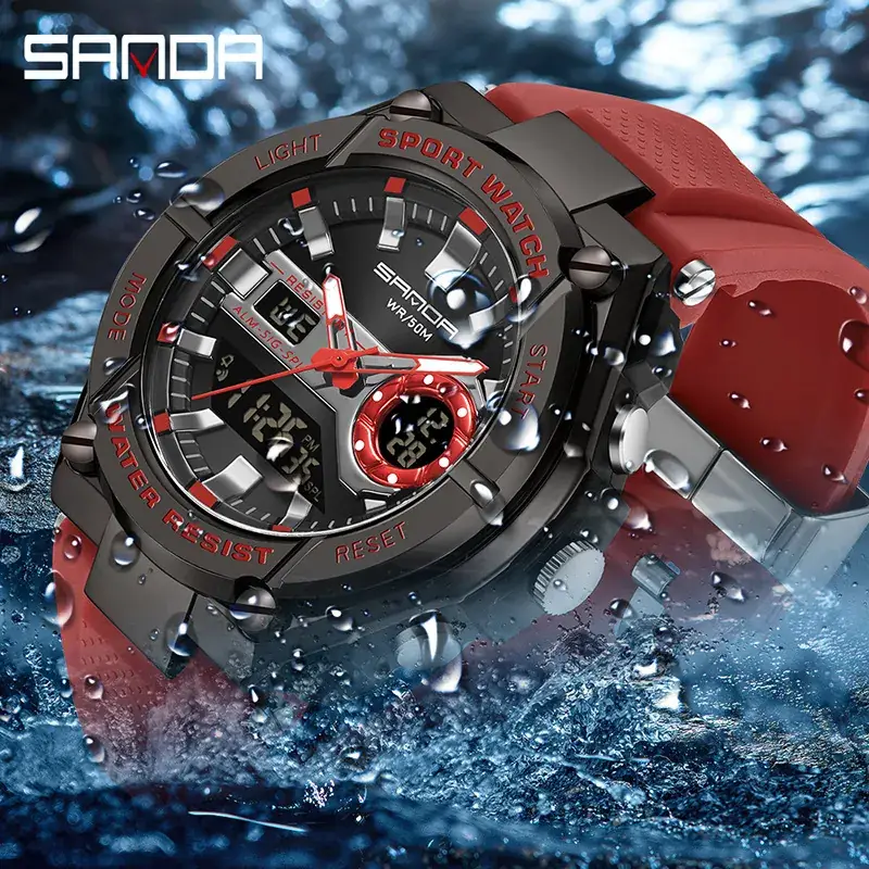 Sanda Source Gold Digital Sports Watch with Water Resistant Design