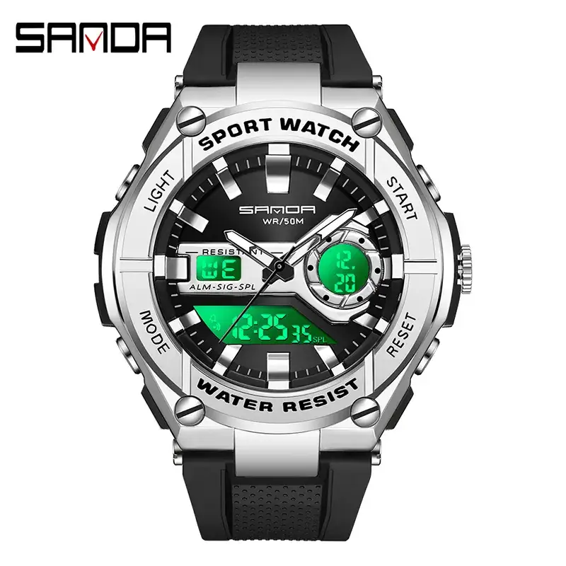 Sanda Source Gold Digital Sports Watch with Water Resistant Design